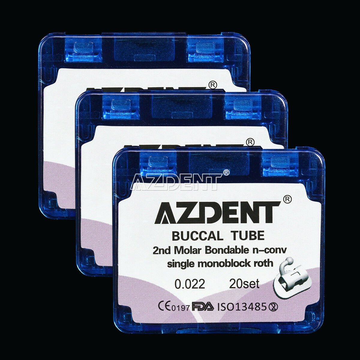 5X AZDENT Dental Orthodontic 2nd Molar Buccal Tubes Roth 022 Bondable Non-Conv