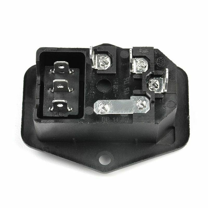 New 3 Pin Iec320 C14 Ac Inlet Male Plug Power Socket With Fuse Switch 10A 250VC7