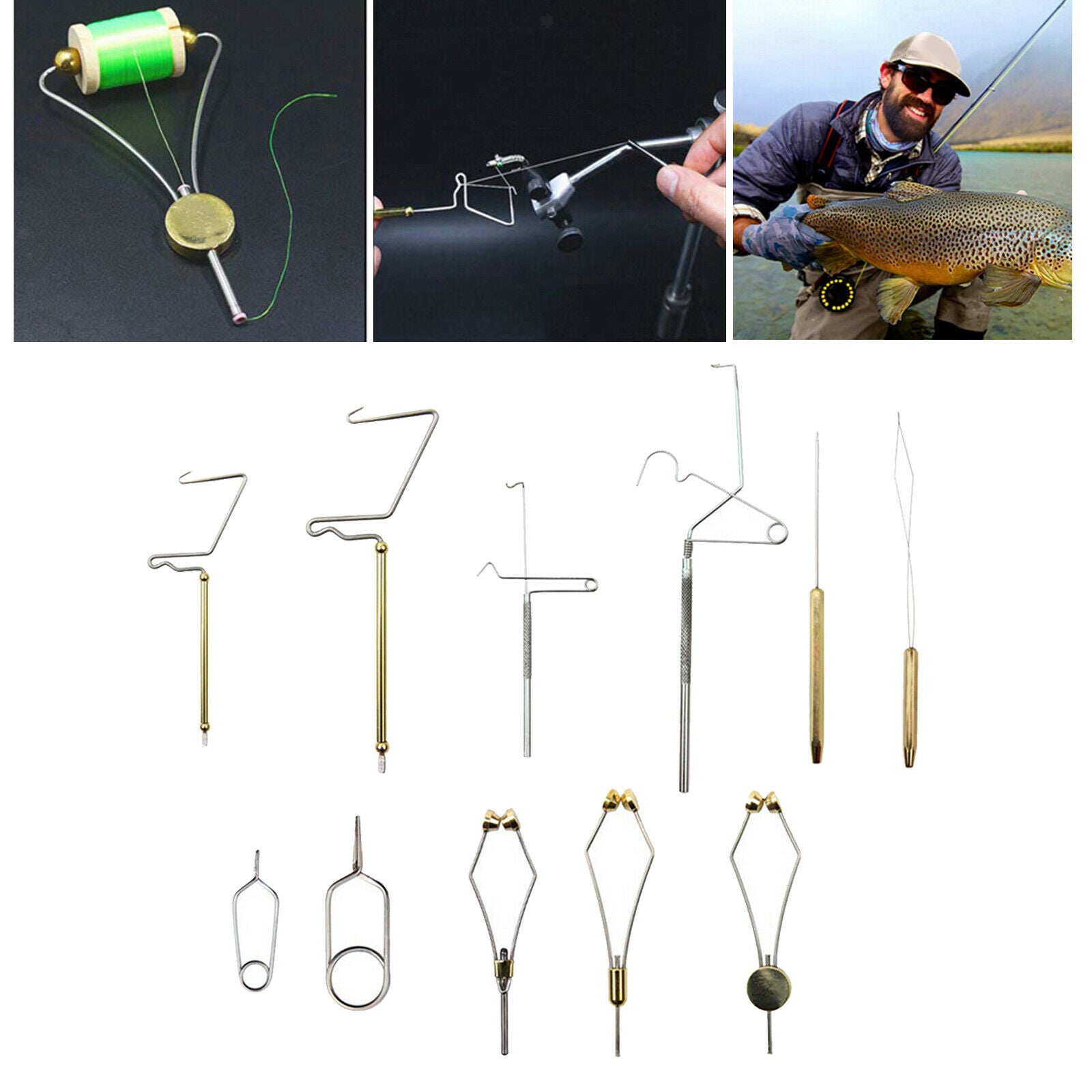 11Pcs Basic Fly Tying Tool Kit for Beginners Fly Fishing Tying Starter Tool Set