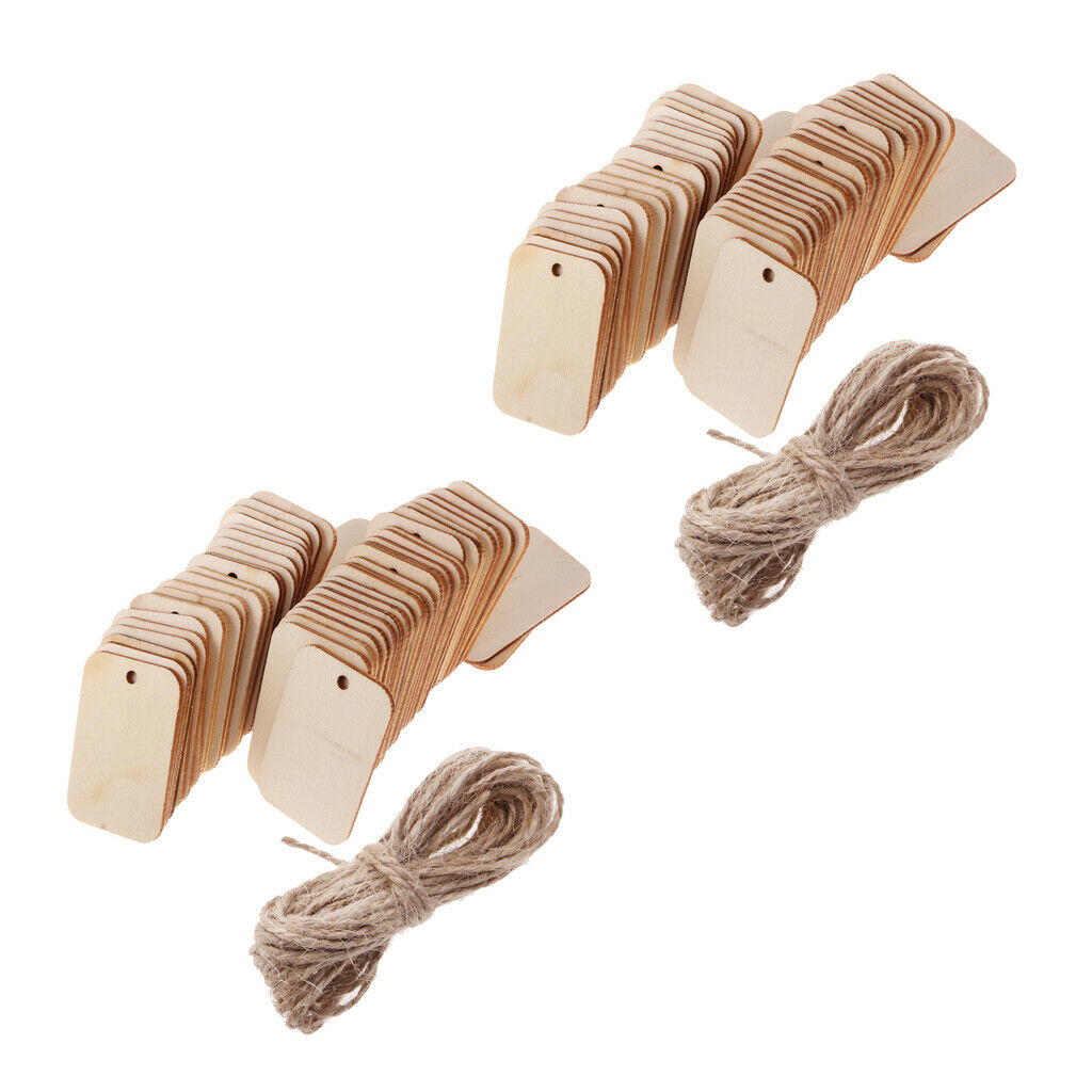 100Pcs Creative Wooden Pieces Tags Wedding Home Wood Plaque Embellishment