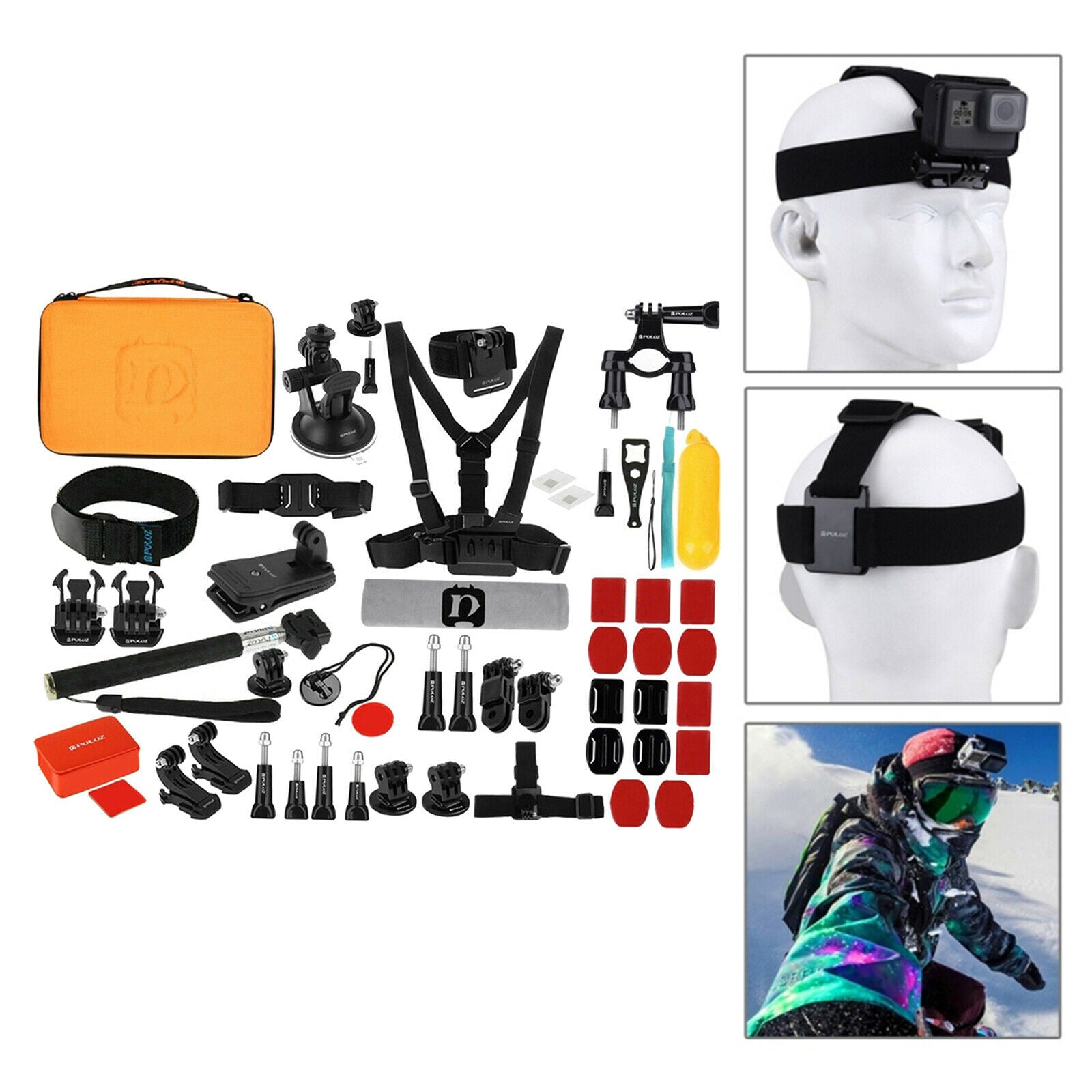 53-in-1 Accessories Kit for GoPro Hero 7 6 5 3 2 Vlog Skiing Watching Videos