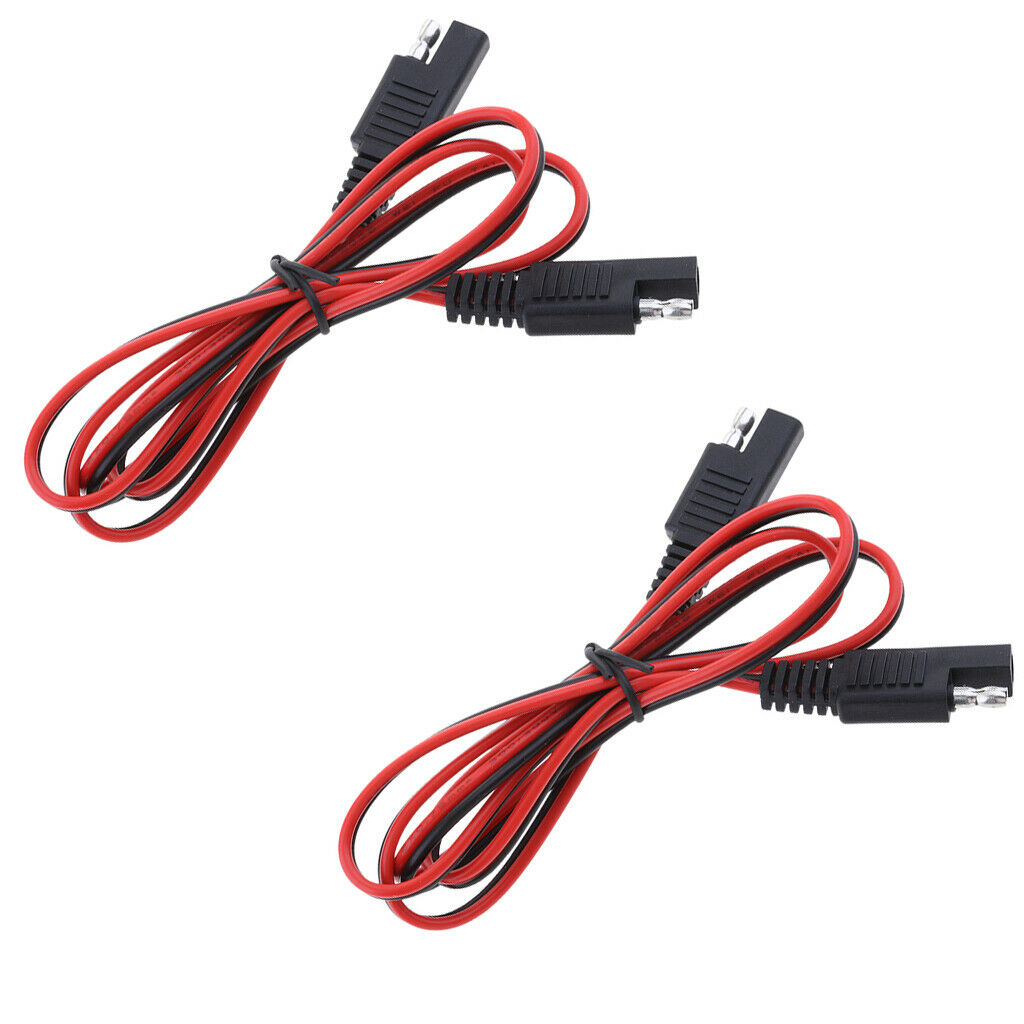 2x Premium 18AWG Hot Solar Battery SAE Plug Male to Male Harness, DIY Extension