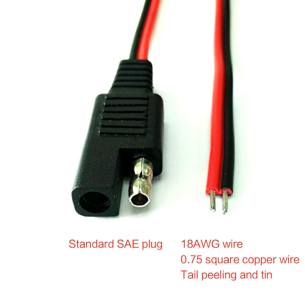 2Pcs 30cm 10A Solar Battery Panel 2Pin SAE Quick Disconnect Plug Cable Extension