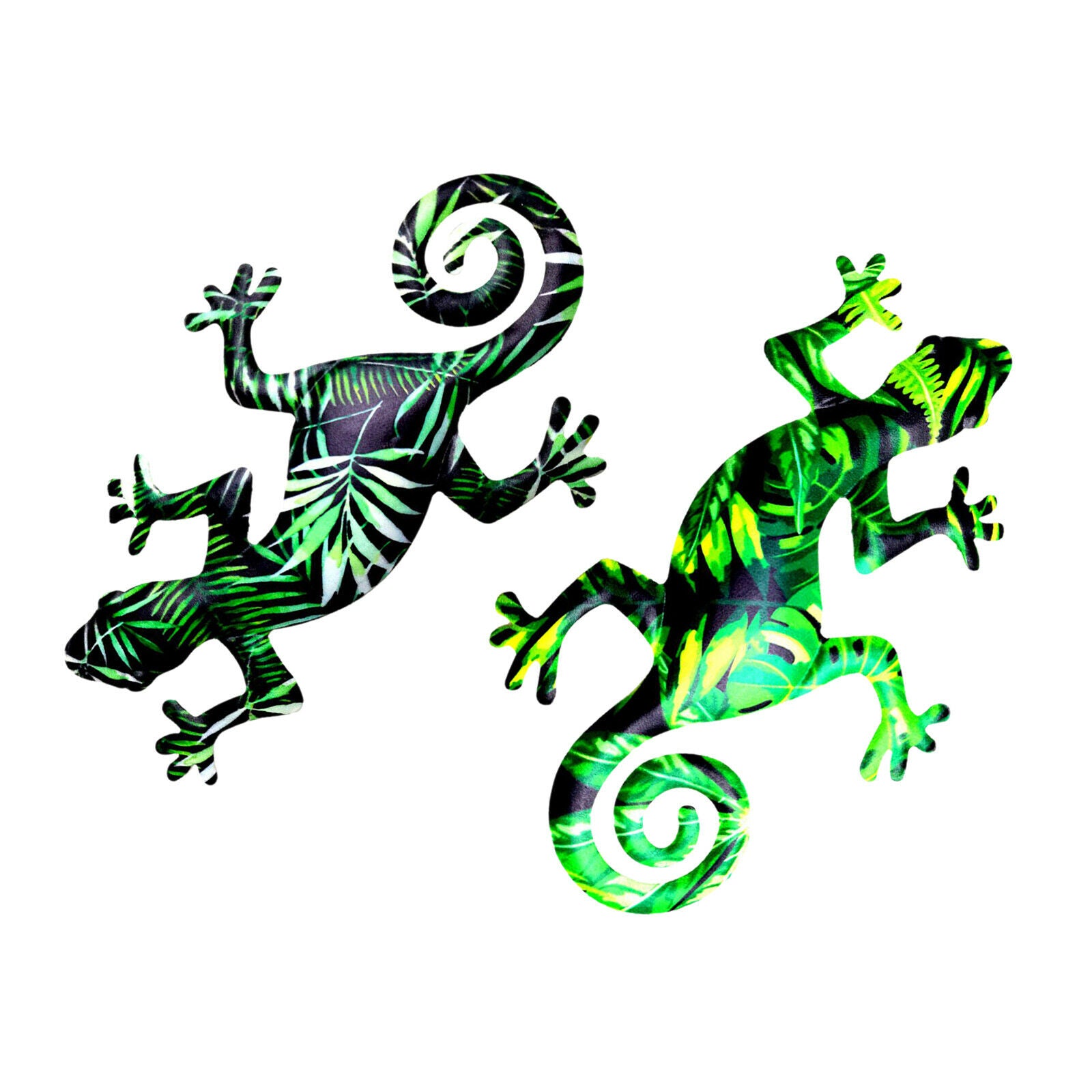 2x Metal Gecko Wall Art Lizard Sculpture Garden Fence Porch Room Decor