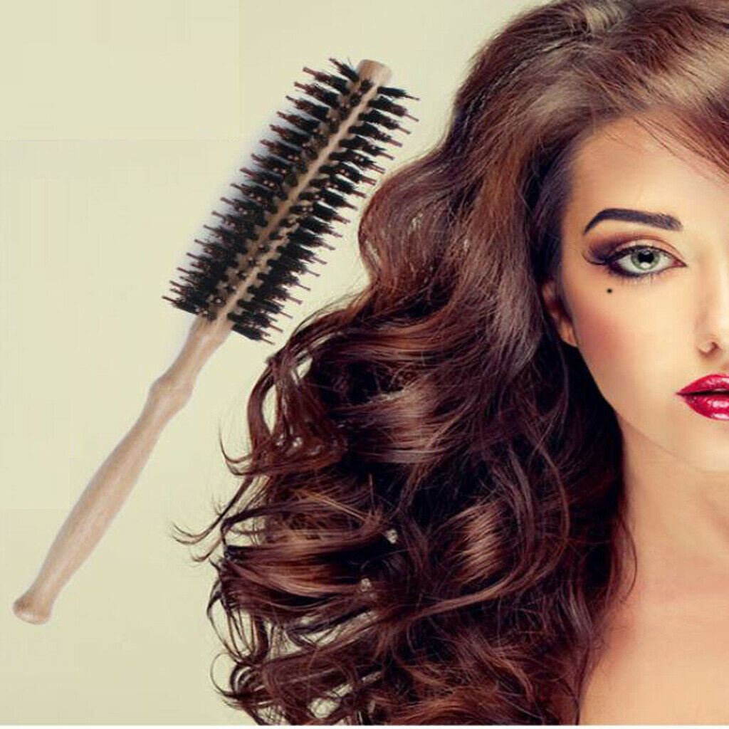 Wood Handle Round Hairdressing Schima Superba Bristle Comb Hairbrush