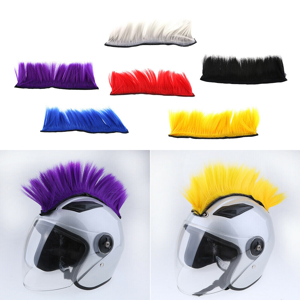 Motorcycle Adhesive Helmet Mohawk Hair Patches Skinhead Costumes Wig Red