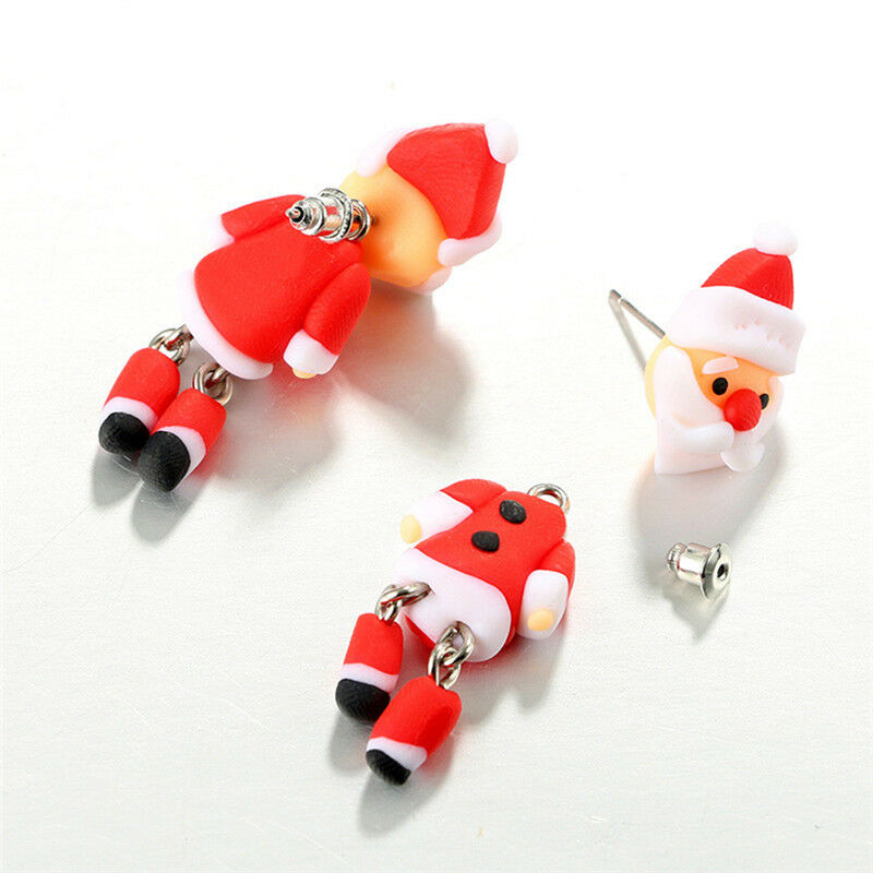 Christmas Santa Claus Earrings Handmade Polymer Clay Ear Stud Earrings Jewelr Tt