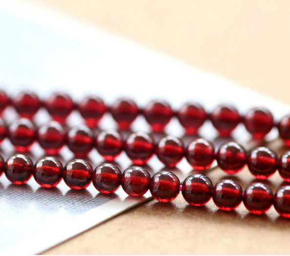 Natural 3MM wine red garnet Round BEADS 15 "AA+