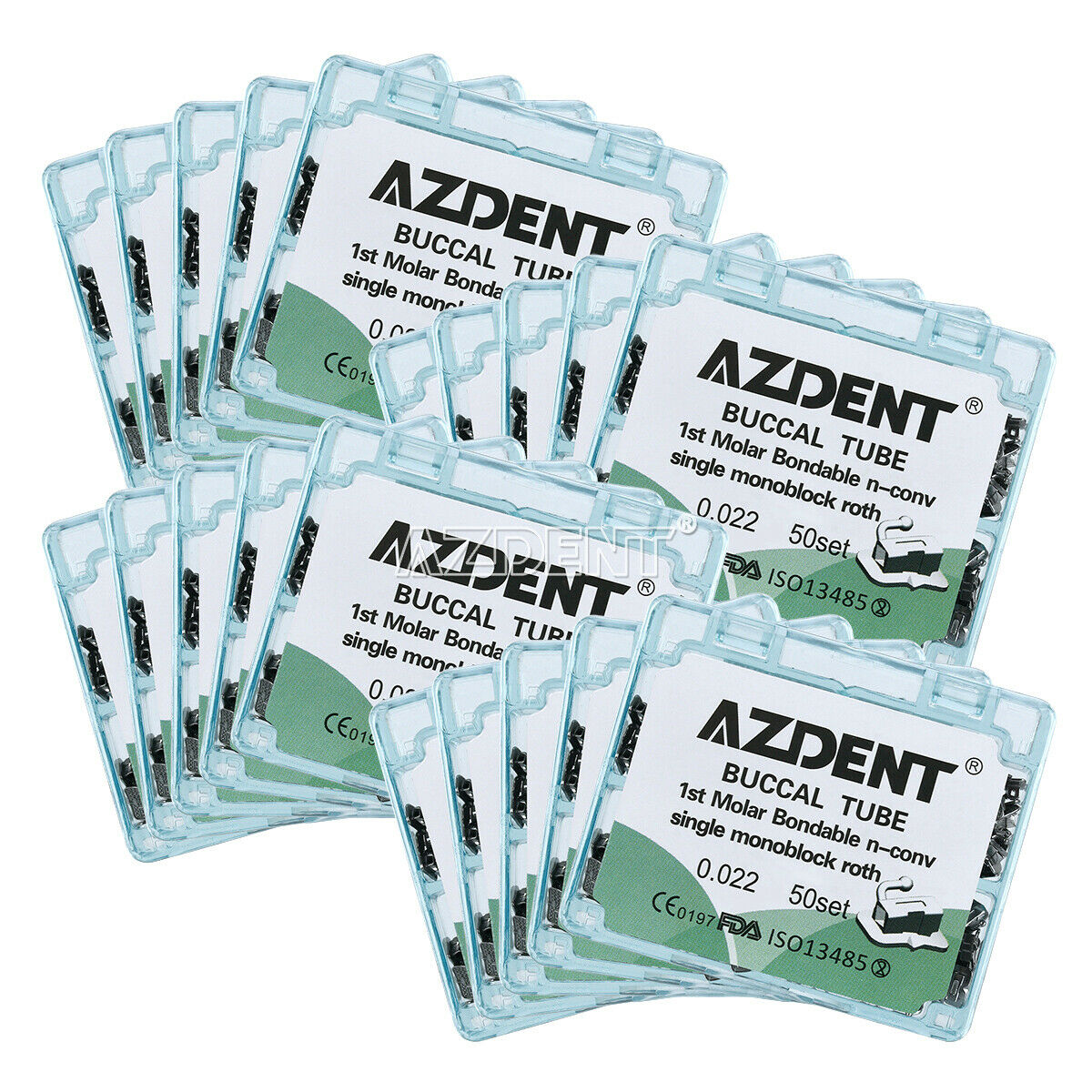 10 X AZDENT Dental Orthodontic Buccal Tubes 1st Molar Roth 022 Bondable Inblock
