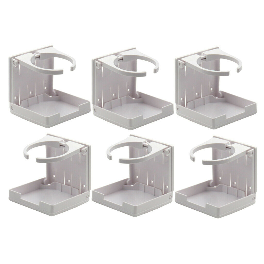 6x Plastic Drink Holder Folding for Cars Boats RV Yacht Accessories White
