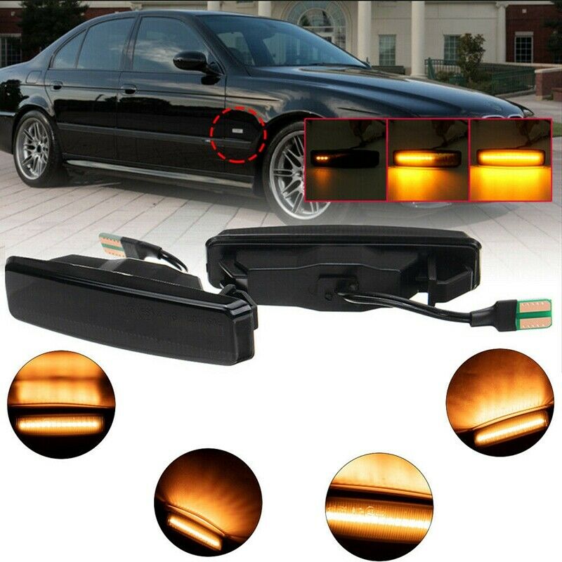 LED Side Marker Light Dynamic Smoked Turn Signal For- E39 5ER 1995-2003 J5W1