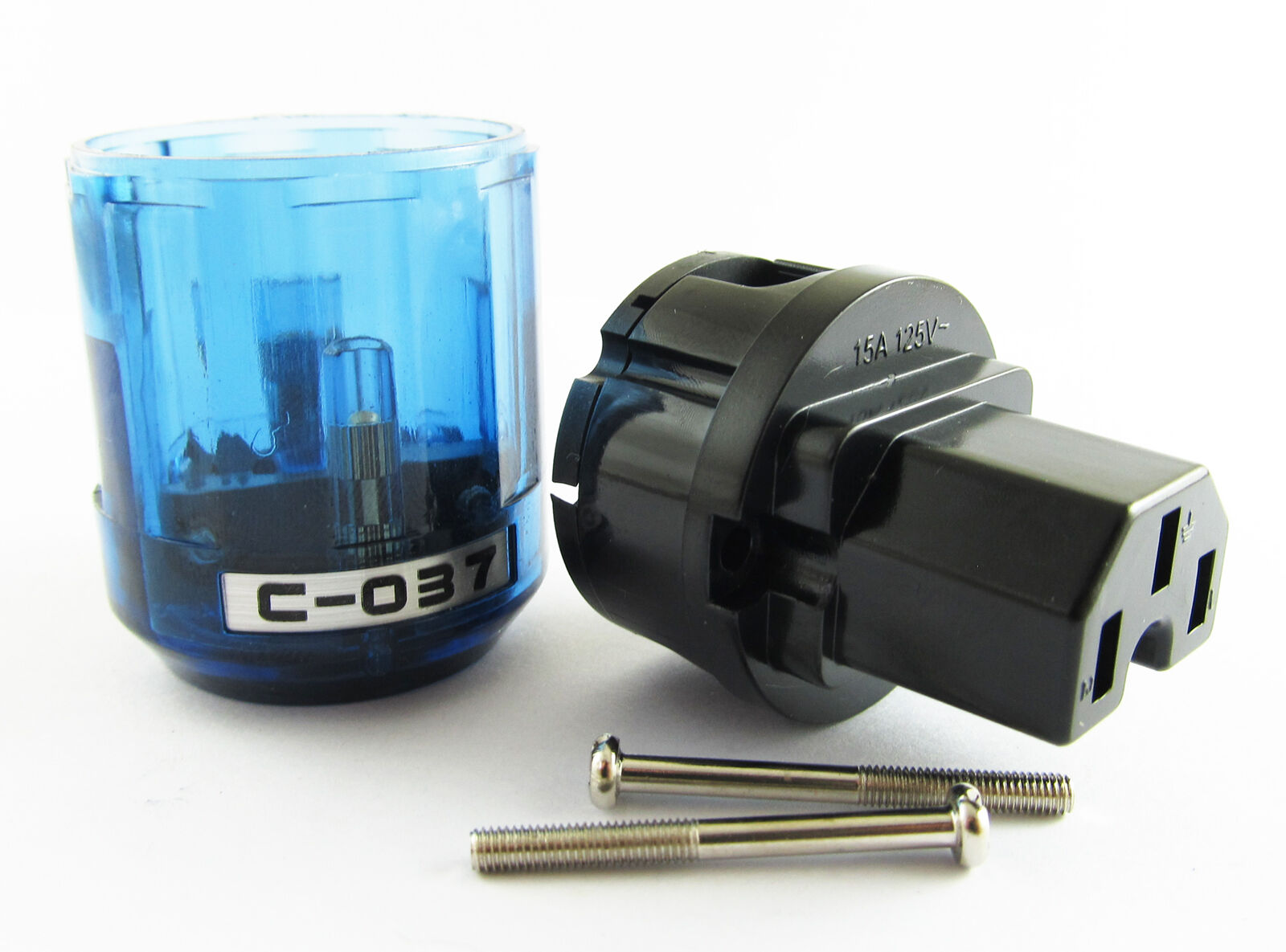 5pcs Pure Copper C-037 3pin US Power Female IEC Connector for Audio Clear Blue