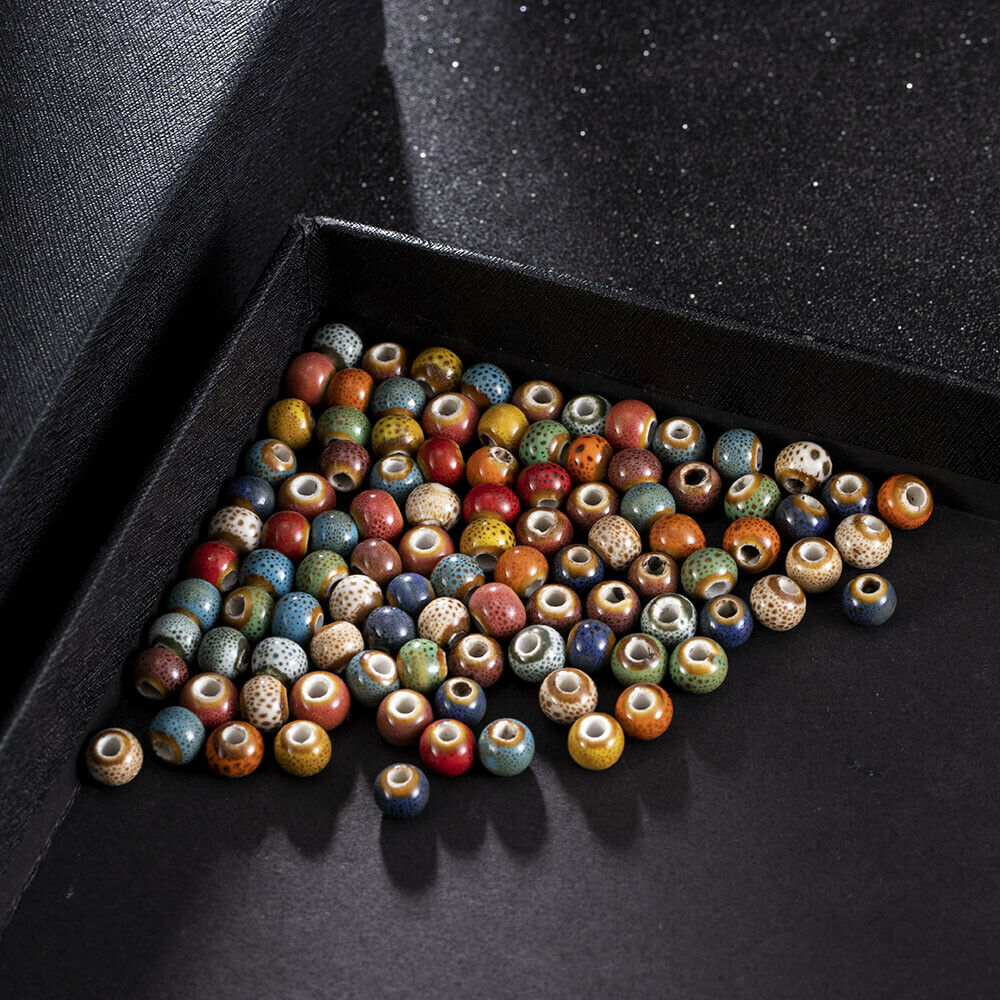 100pcs/Set 6mm Ceramic Porcelain Round Loose Spacer Beads Jewelry Findings DIY