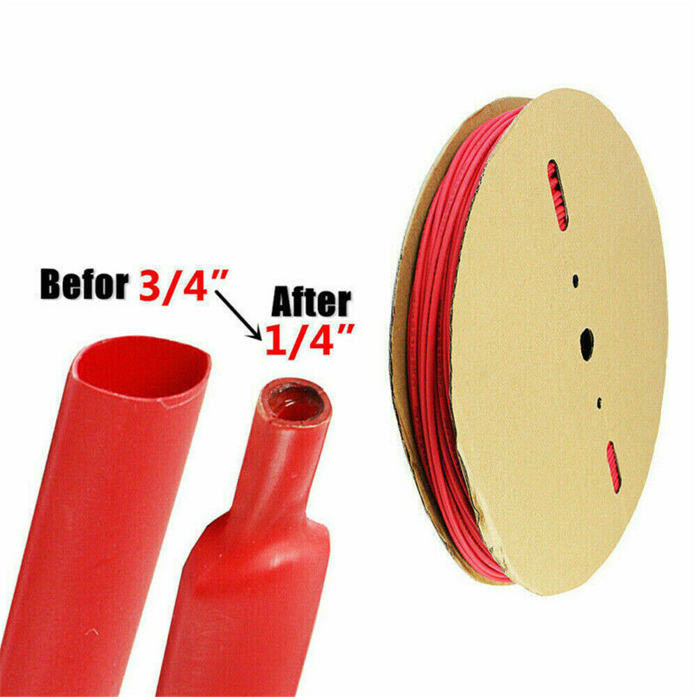 Marine Dual Wall Adhesive 3:1 Heat Shrink Tubing 6 Feet Black W/ 6 Feet Red 3/4