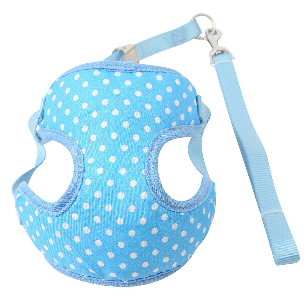 Colorfol Dot Print Pet Dog Adjustable Harness Leash Lead Pet Vest S Blue