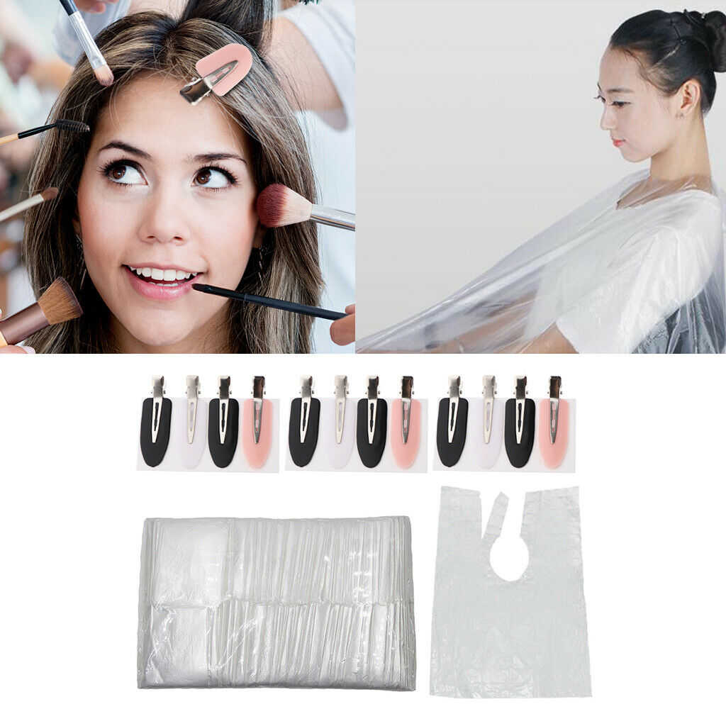 100 Pieces Hair Cutting Capes Stylist Gowns Unisex Salon Apron & Hair Clips