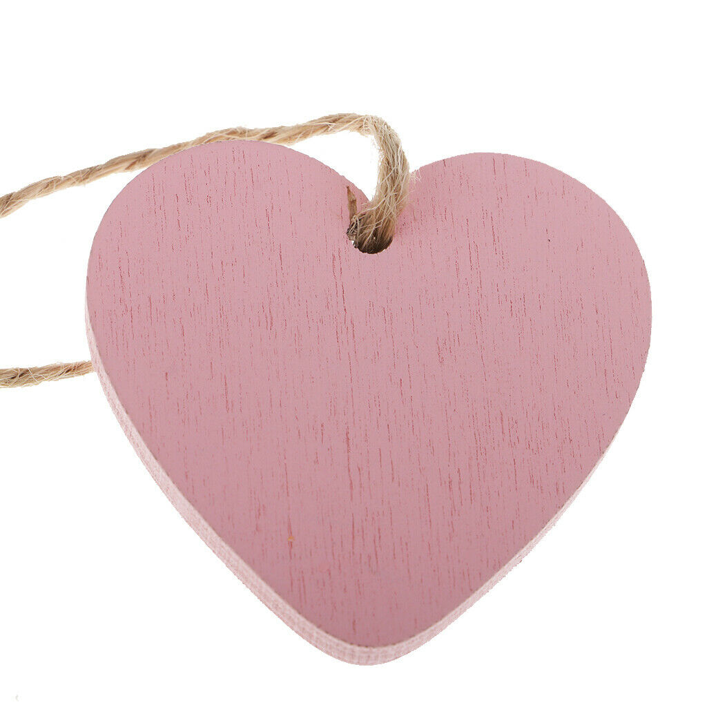 20Pcs Pink Painted Small Wood Heart Message Gift Tags Signs Embellishment Craft