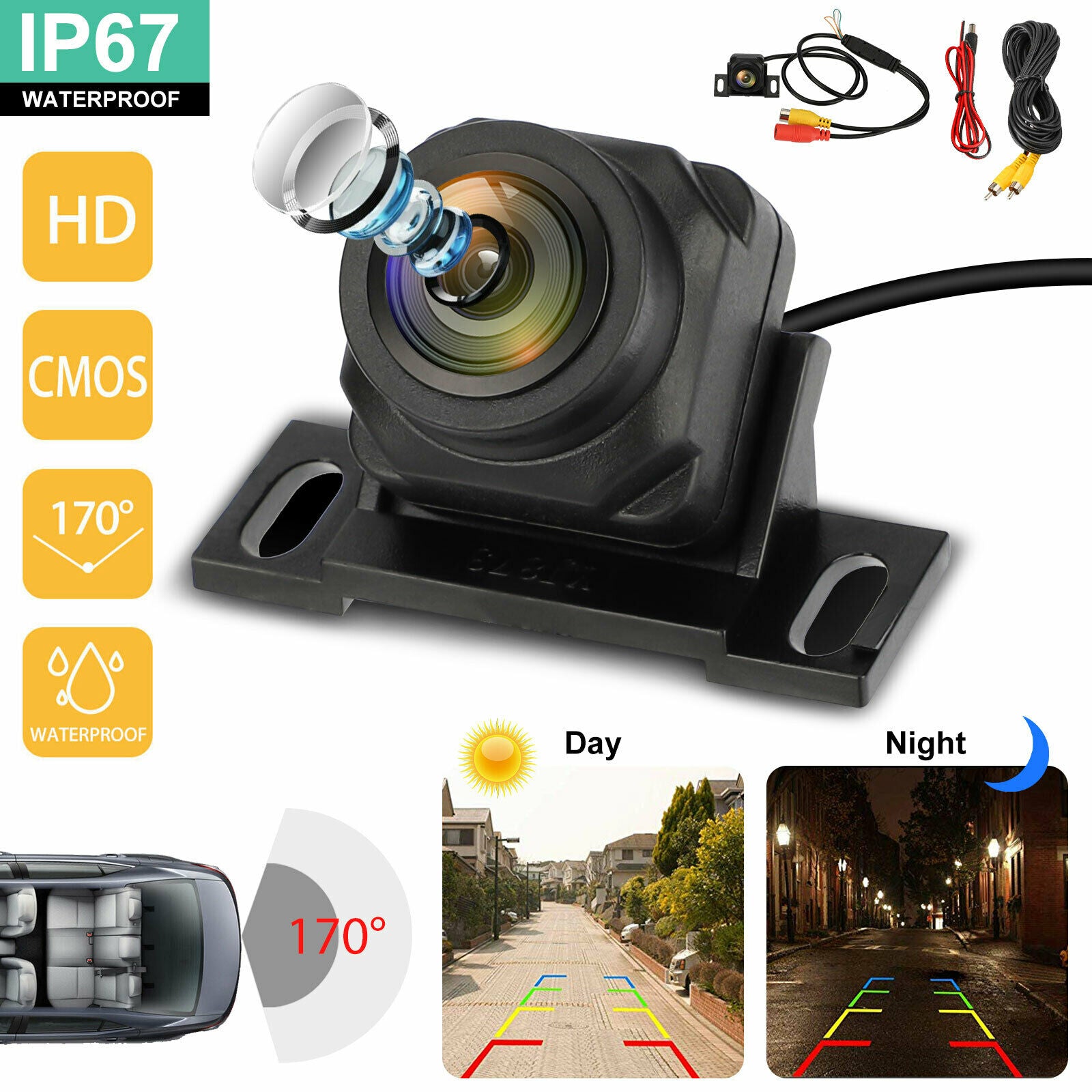 170° CMOS HD Car Front/Side/Rear View Reverse Backup Night Vision Parking Camera