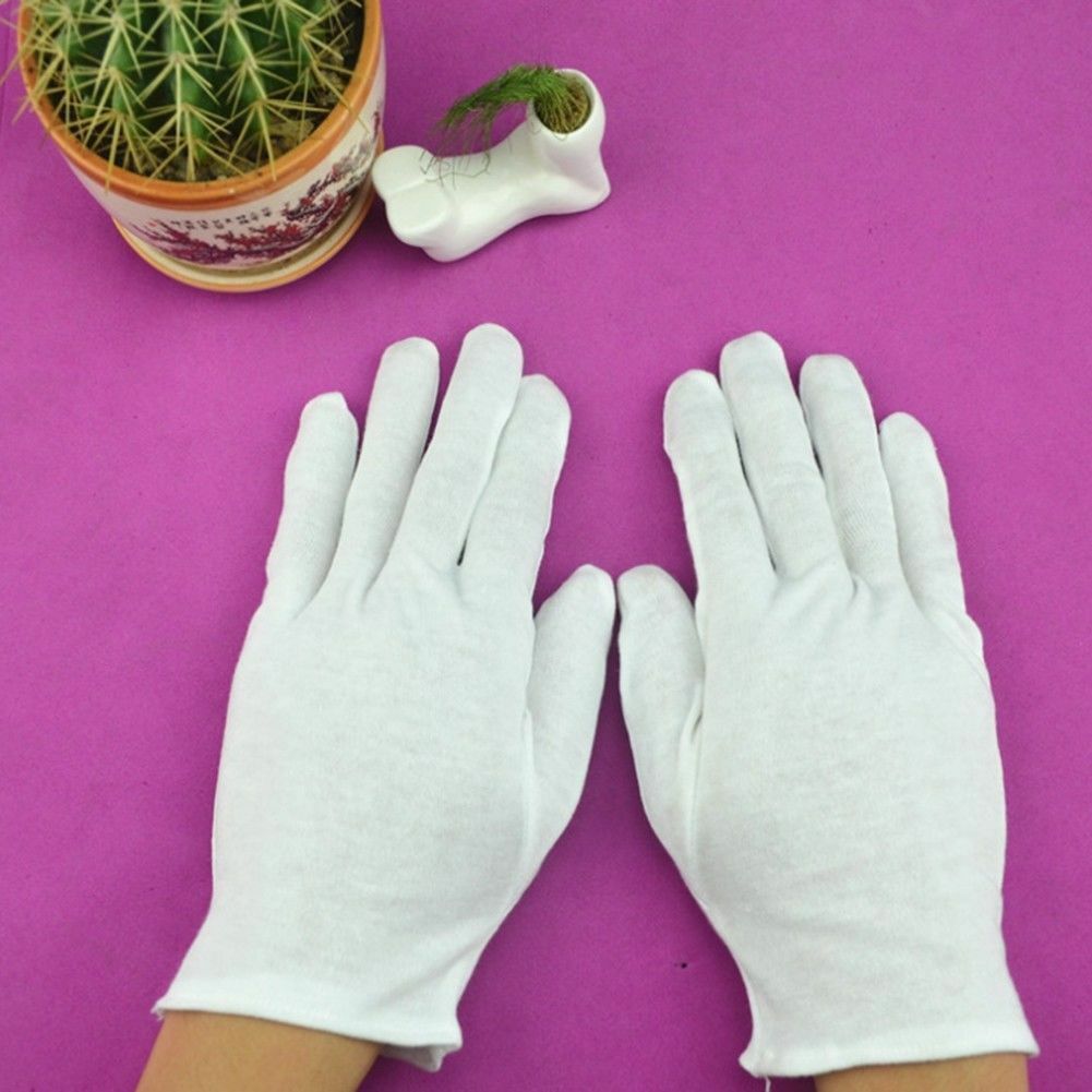 5 Pairs White Gloves Inspection Cotton Work Jewelry Lightweight Hight Quality