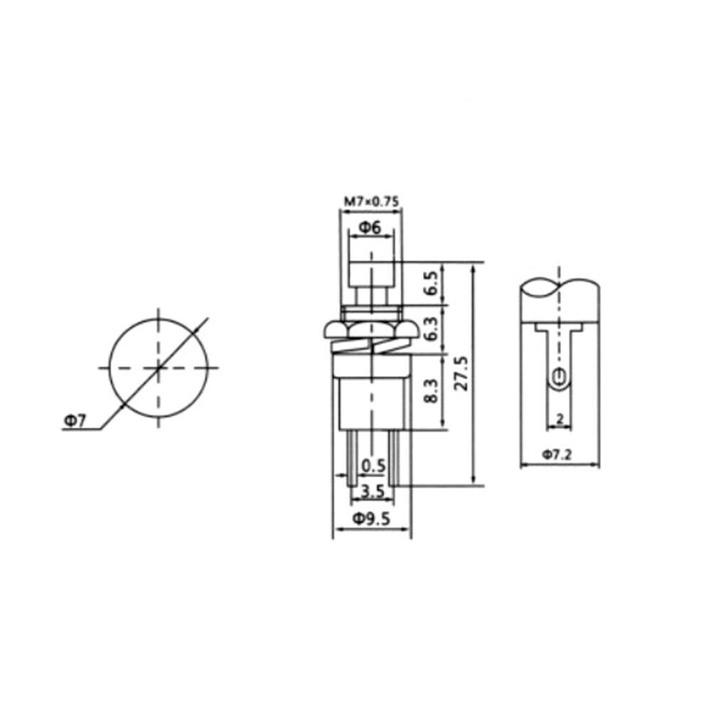 6Pcs PBS-110 7MM Normally Open Momentary Push Button Switch Push Micro Switch