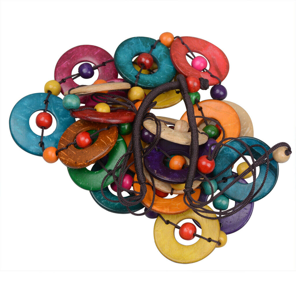 Handmade Coconut Shell Wood Bead Chain Necklace Muticolor Women's Jewelry