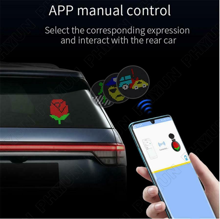Universal Car Rear Window Emotion Light APP Control RGB LED Expression Lamp 1x