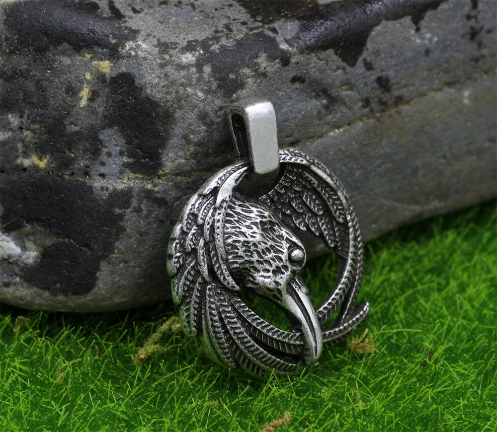 Fashion Men Viking Raven Helm Of Awe Rune Pendant Norse Amulet Necklace