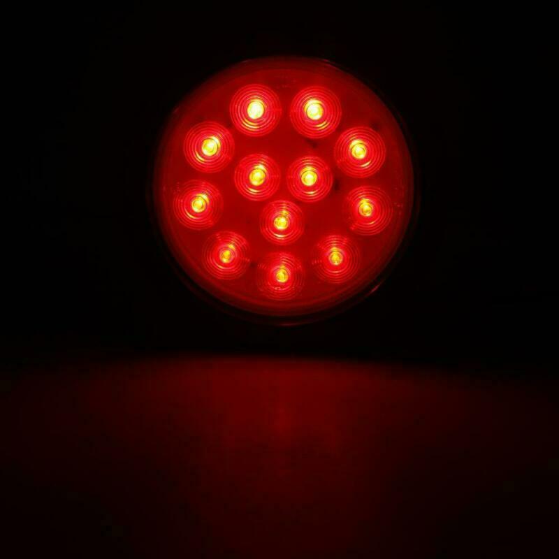 4" Round Led Stop Turn Tail Lights Trailer Truck Backup Reverse 2 Red + 2 White