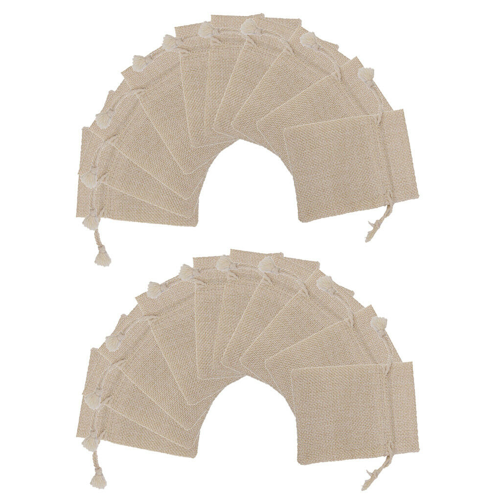 20pcs Small Natural Linen Pouch Drawstring Burlap Jute Sack Jewelry Gift Bag