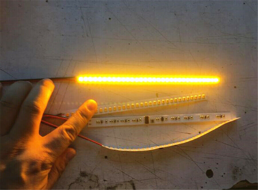1 Pair 18cm Car Rear Mirrors Flexible Amber LED Flowing Turn Signal Strip Light