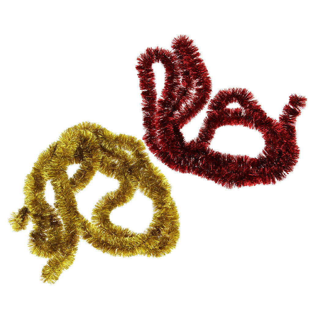 2 Pieces Christmas Tinsel Garland Thick Shiny Decorations for Xmas