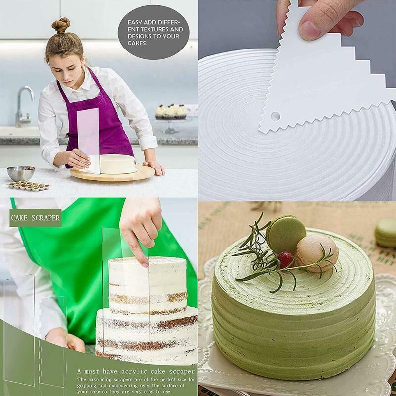 Smoother Cake Scrape Acrylic Variety of Pattern Styles Edge Stripe Kitchen 3 Pcs