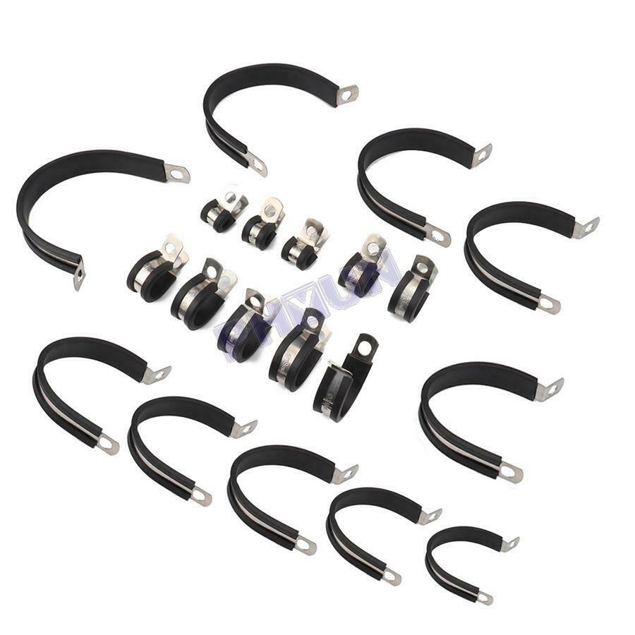 40x 1/2inch Stainless Steel Cable Clamps Rubber Cushioned Metal Insulated Clamp