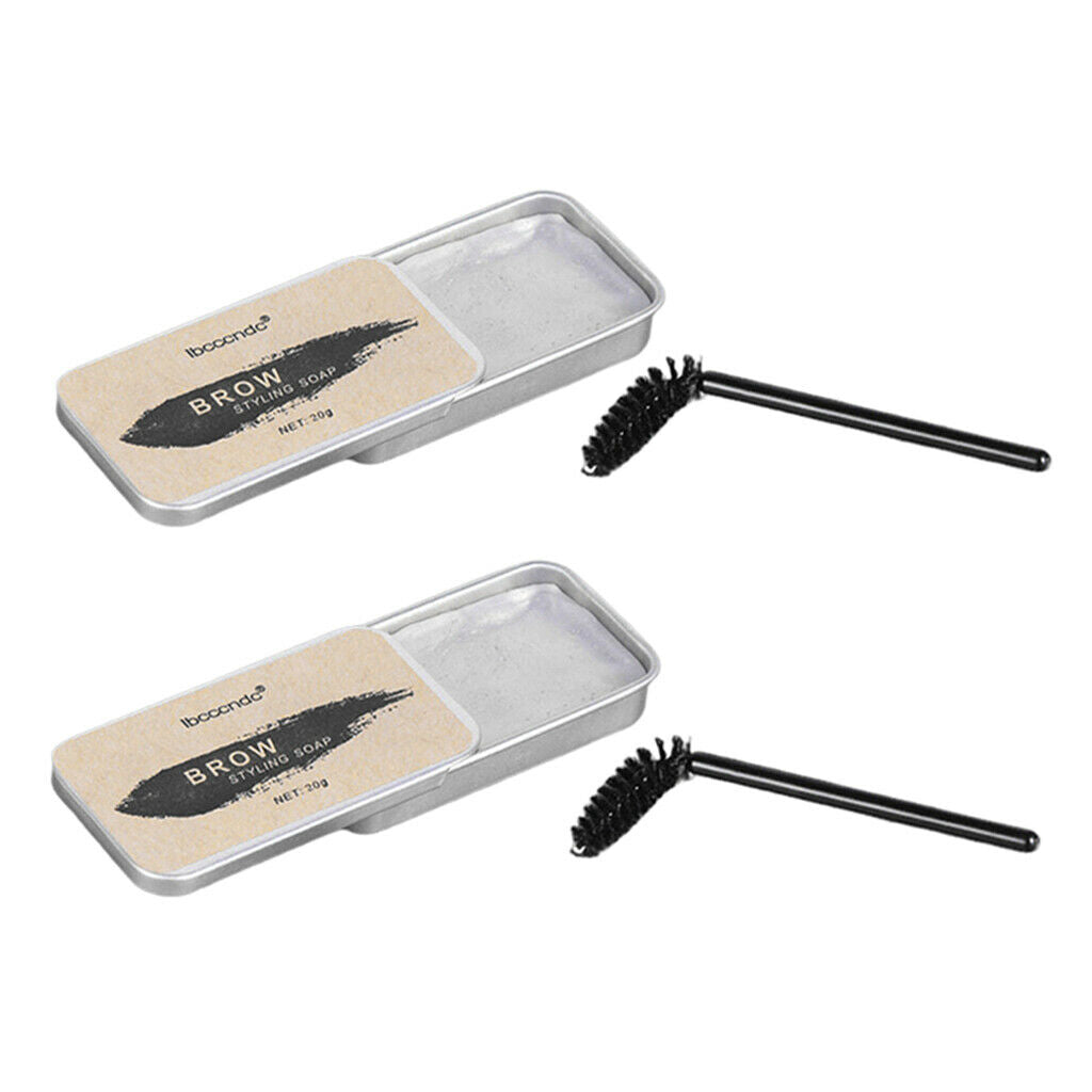 2 Pieces Eyebrow Soap Wax 4D Clear Brow Styling Gel with Brows Groomer Brush