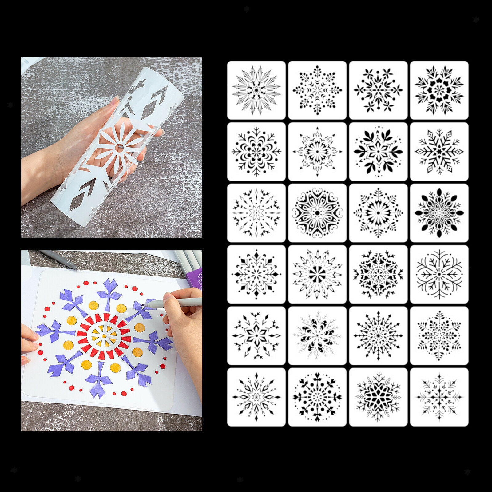 24x Mandala Dot Templates Stencils DIY Floor Cake Painting Photo Art