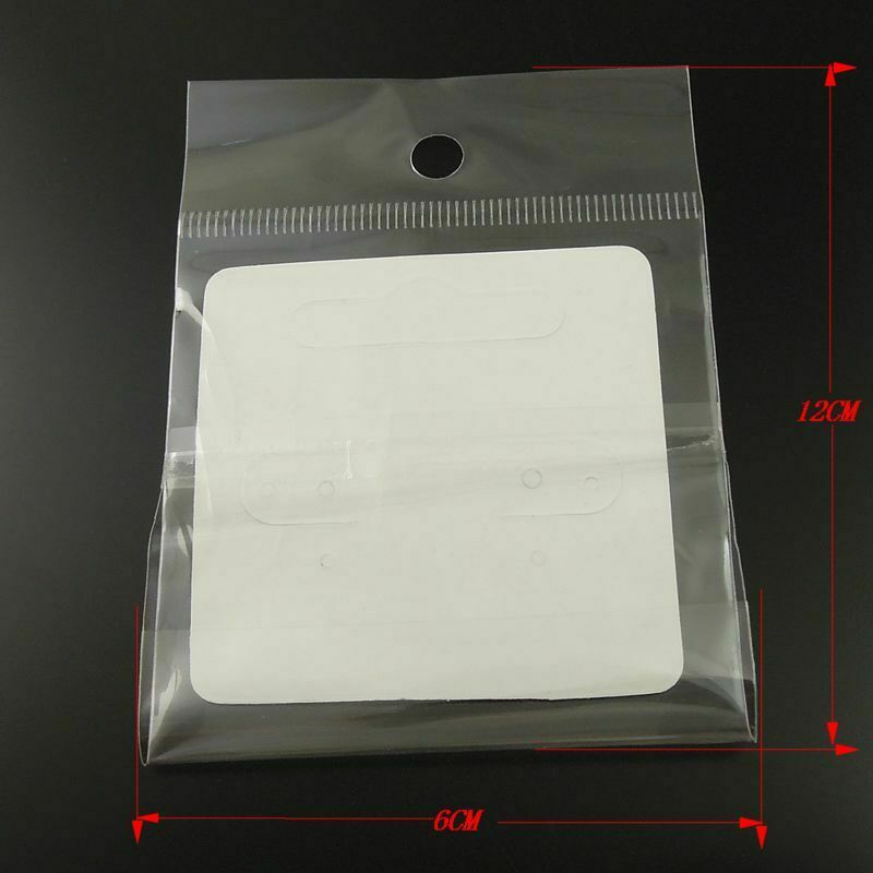 5cm White Paper Cards 100 pcs Jewelry Display Hanging Cards with Bags 12x6cm