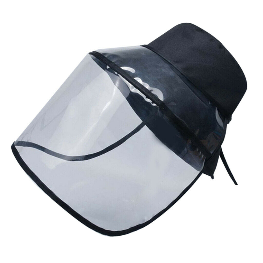 Anti-saliva Protective Fisherman Hat Soft PVC Removable Face Shield Black