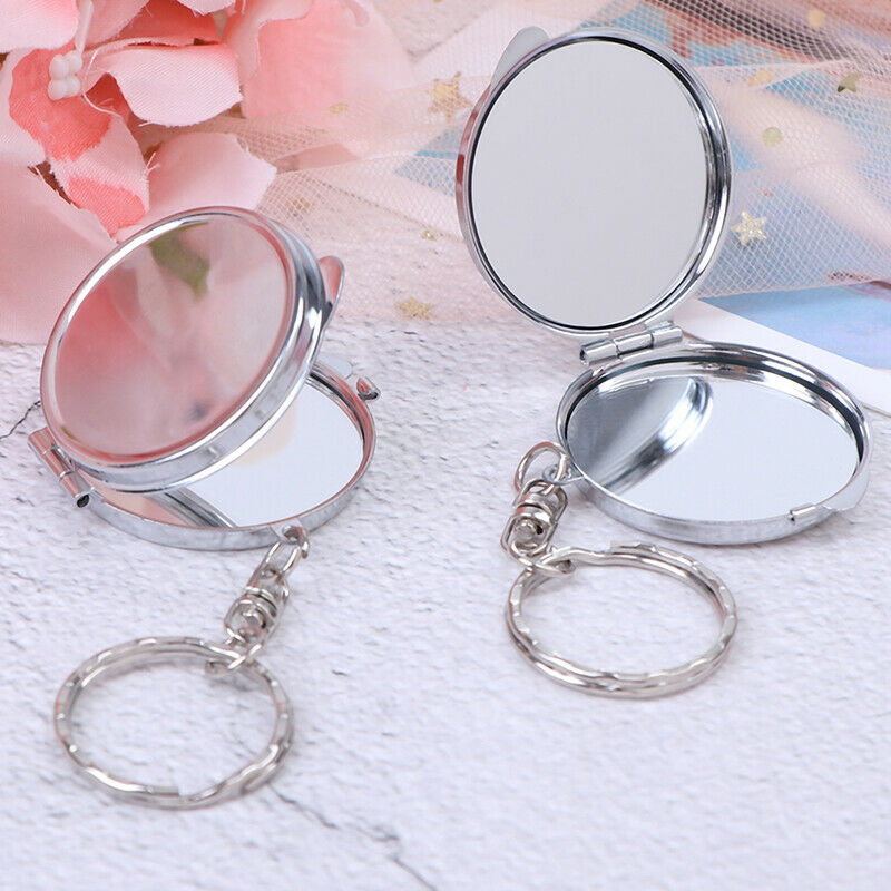 Personalised Folding Mirror Key Ring Keychain Portable Compact  Cosmet.l8