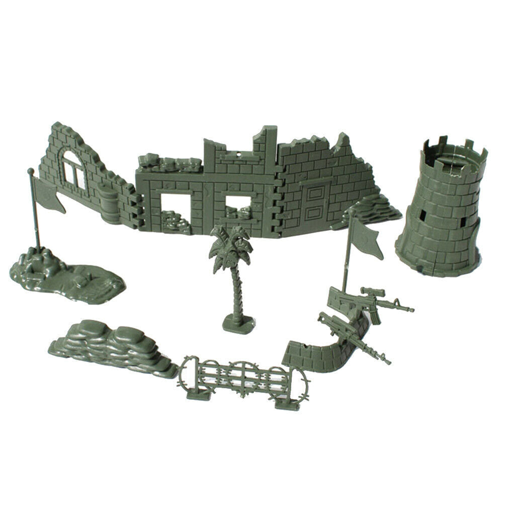 Set of Military Base Army Camp Scene Layout WWII Builing Kits Tabletop Decor