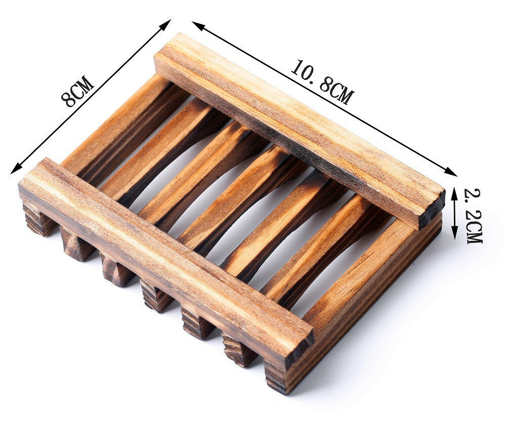 2Pcs Natural Handmade Wooden Soap Dish Soap Holder Soap Case For Bathroom Shower