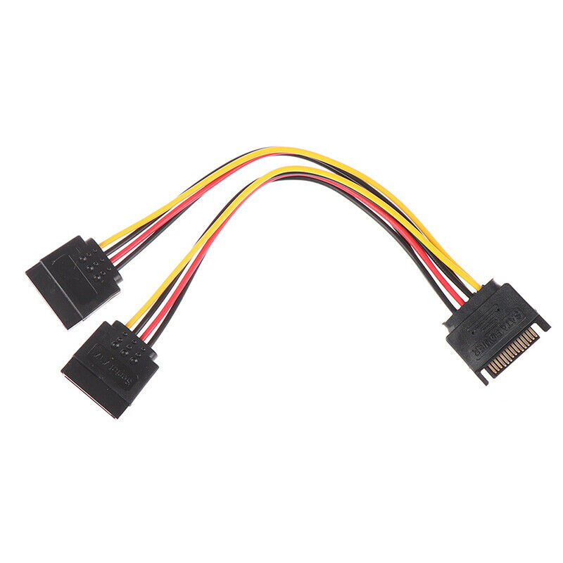 15Pin SATA Male To 2 Female 15Pin Power HDD Splitter Power Cab.l8