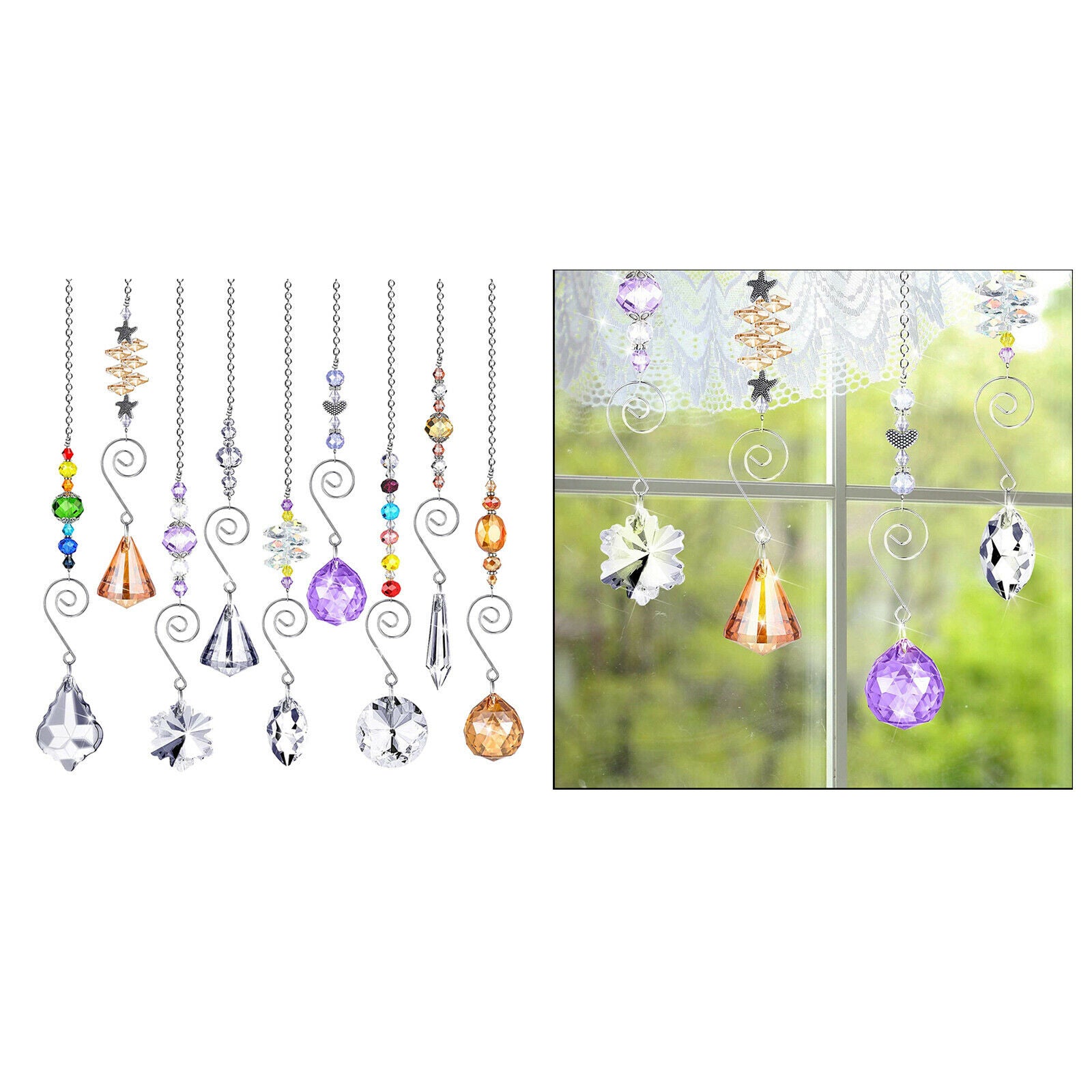 9 Packs Colorful Crystals   Window Suncatcher for Wall Christmas