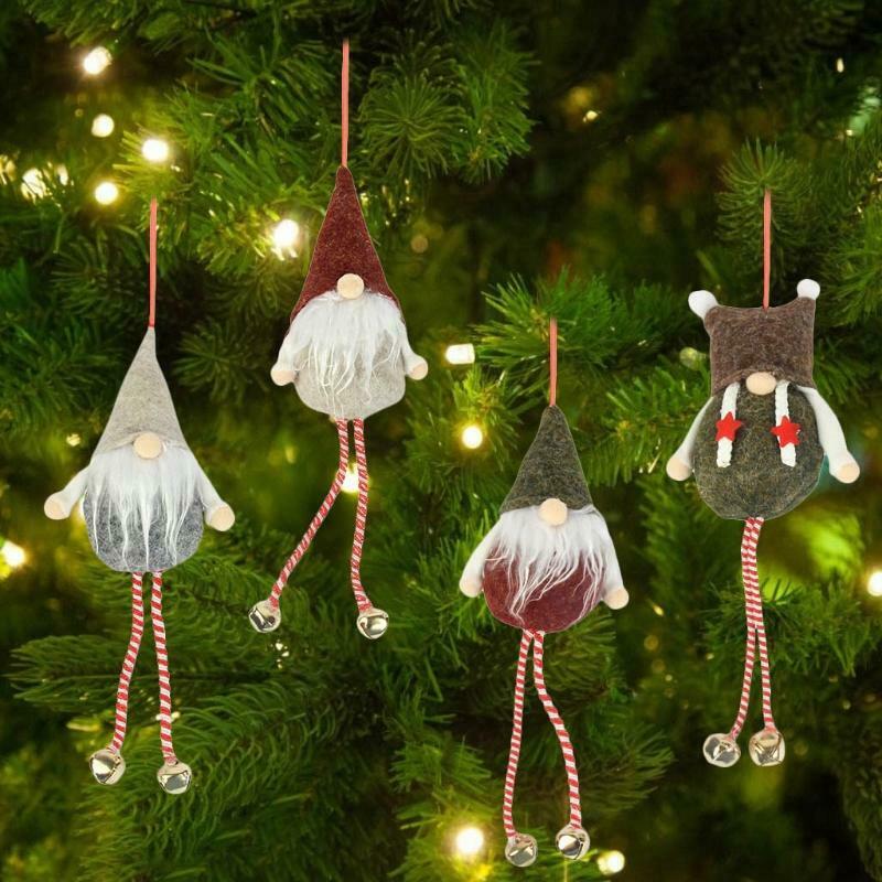 4pcs Christmas Tree Hanging Gnomes Ornaments Swedish Handmade Plush Gnomes