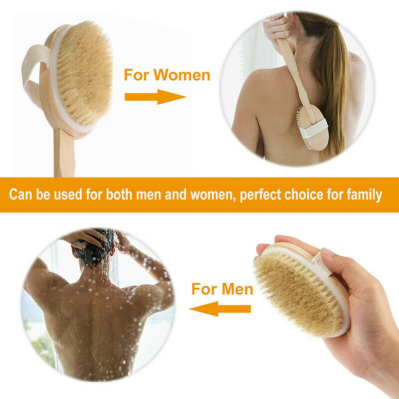 15" Handle Back Body Shower Spa Bath Brush Exfoliating Skin Clean Scrubbe.l8