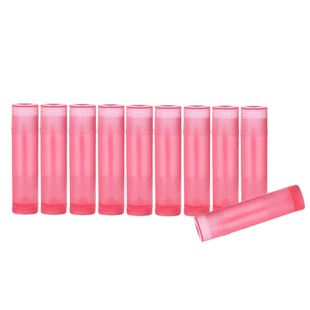 20x Empty Portable DIY Lip Balm Tubes Lip Moisturizer Bottles W/ Lid Clear+Pink