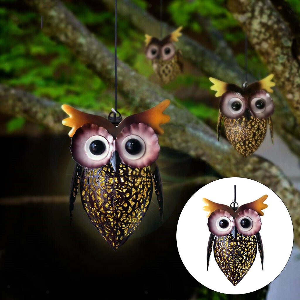 LED Owl Solar Lights Hanging Lantern Night Lamp for Garden Lawn Courtyard