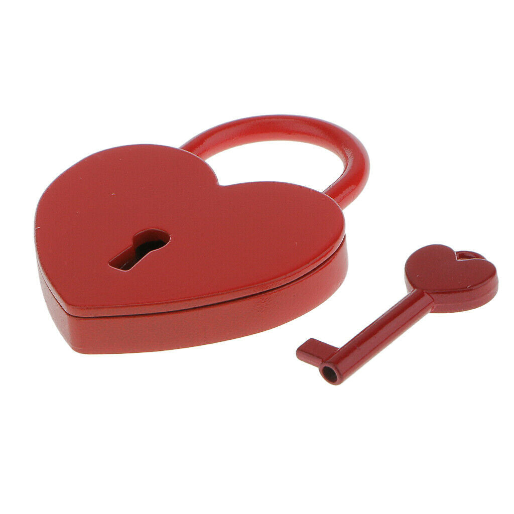 Mini Heart Shaped Padlock With Key Travel Luggage Safety Lock Set Red L