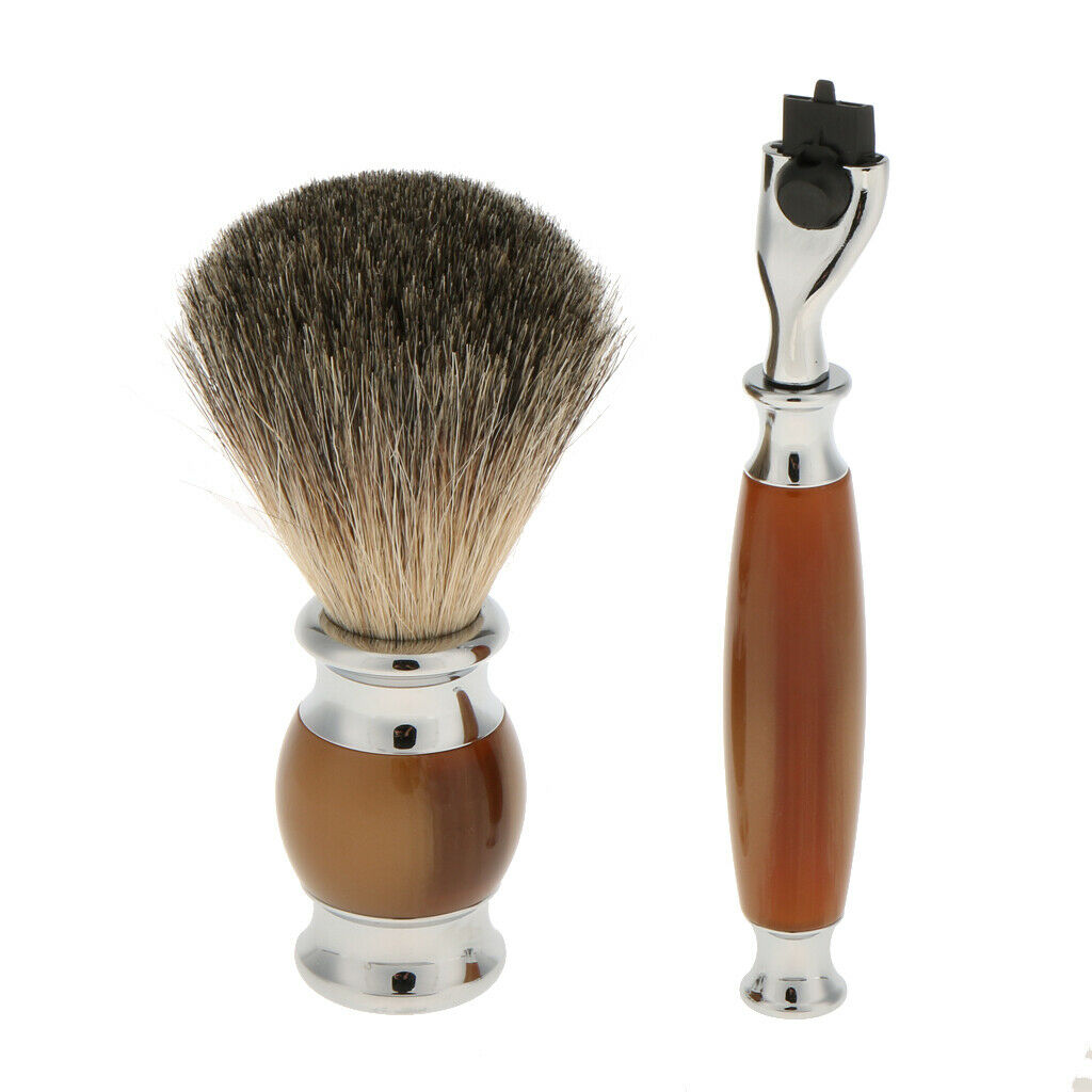 Men Barber Shaving Brush Beard Shave Safety Razor Handle Set with Box #3