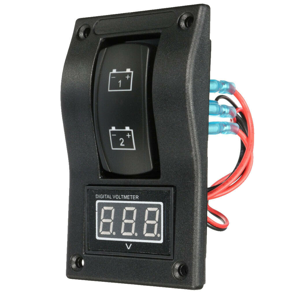 Car Dual Battery Test Panel Rocker Switch LED Voltmeter .