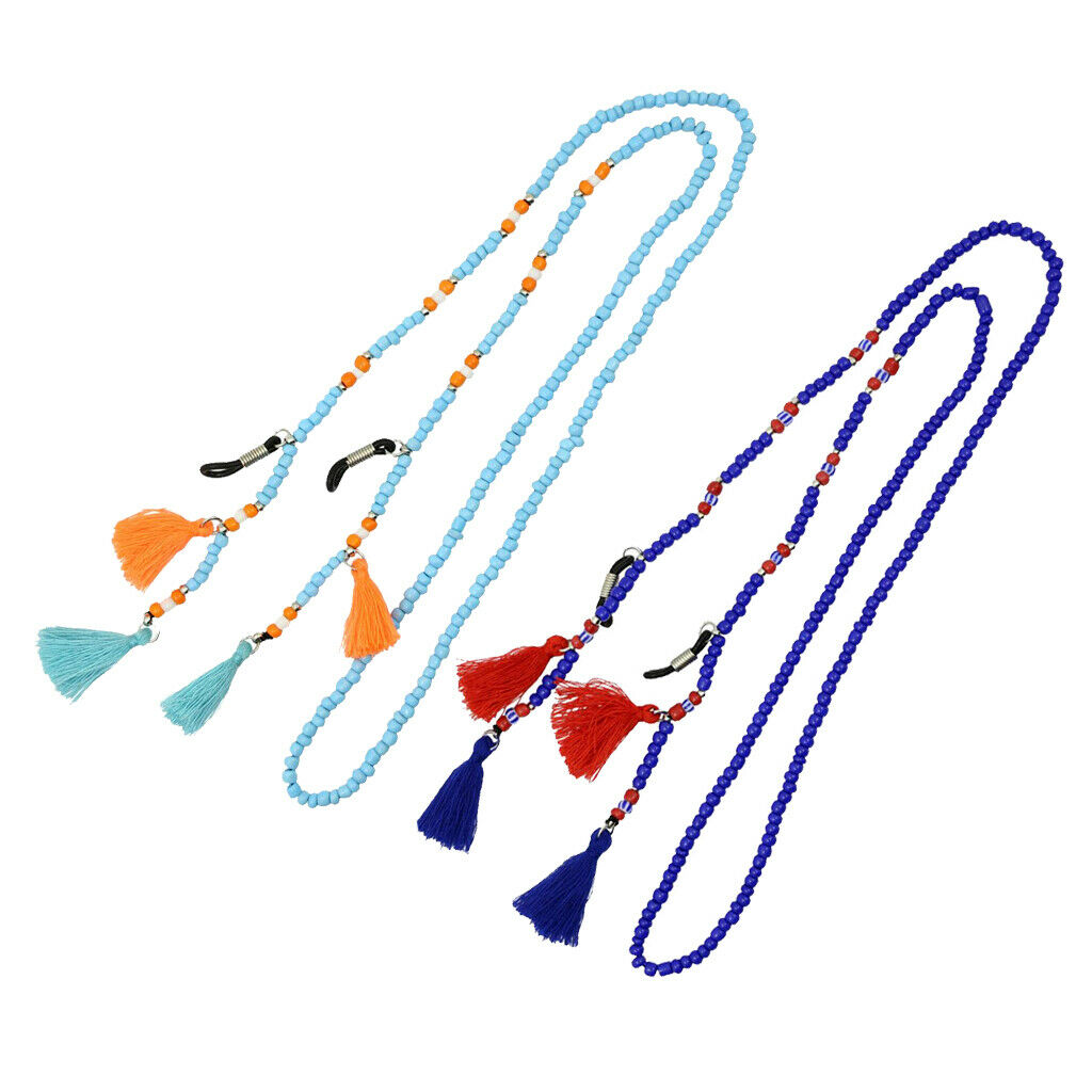 2pcs Eye Glasses String Holder Beaded Eyeglass Holder Chain Necklace Women